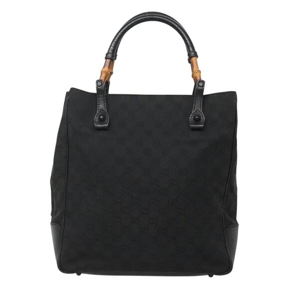 GUCCI GG Canvas Bamboo Tote Bag Black - Picture 2 of 16